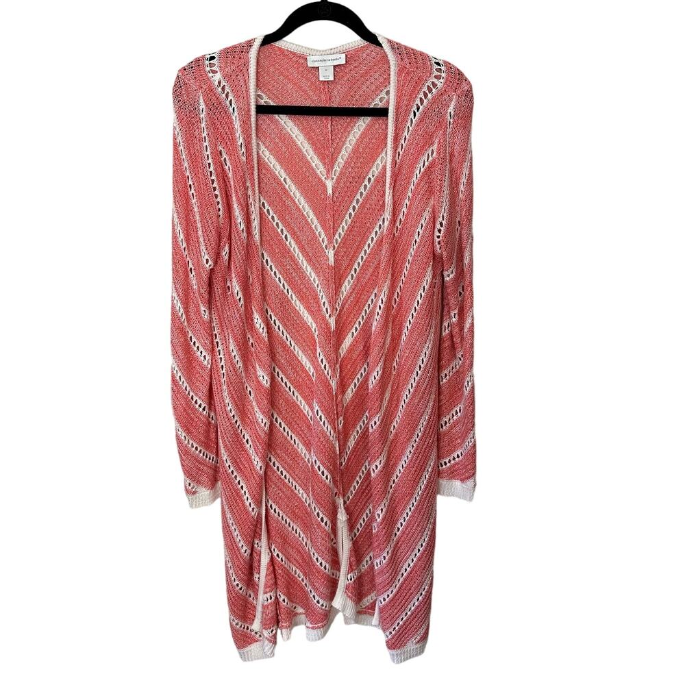 Christopher & Banks Open Knit Cardigan‎ Top Womens Medium Duster Beachy Coastal